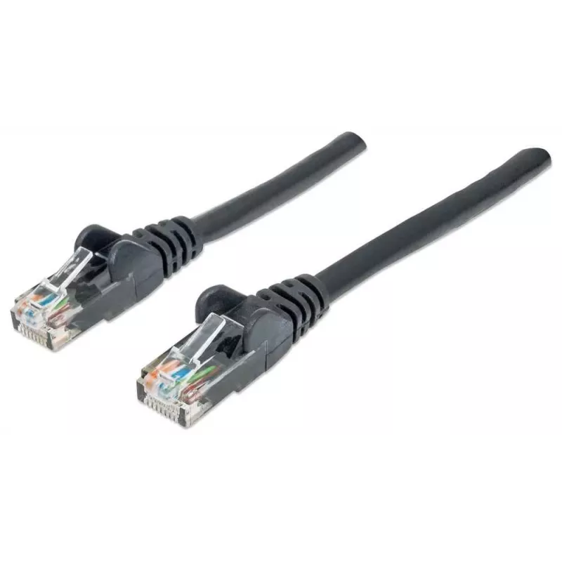 Intellinet tinklo kabelis, Cat6, 1 m, juodas, CCA, U/UTP, PVC, RJ45, auksuoti kontaktai, nesikabinantis, mova, garantija visam tarnavimo laikui