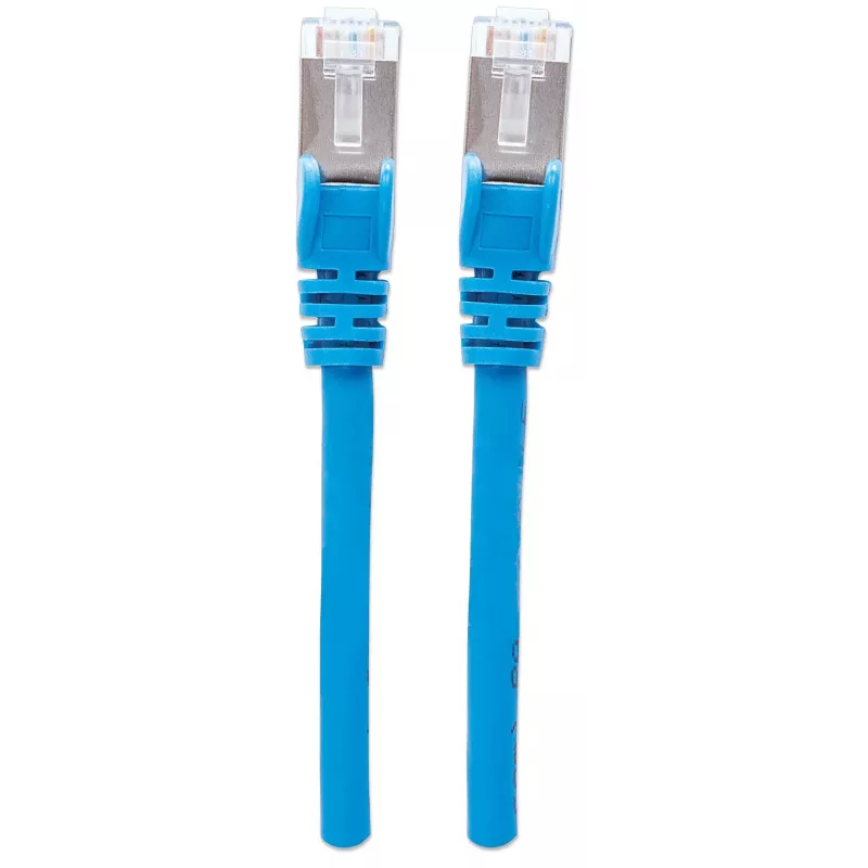 “Intellinet” tinklo kabelis, Cat6, 3 m, mėlynas, varis, S/FTP, LSOH / LSZH, PVC, RJ45, auksuoti kontaktai, bekliūvis, su apsauga, garantija visam naudojimo laikui