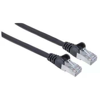 „Intellinet“ tinklo laidų kabelis, Cat6A, 0,5 m, juodas, varis, S/FTP, LSOH / LSZH, PVC, RJ45, auksu dengti kontaktai, neužkabinamas, su apsauginiu gaubteliu, galiojanti garantija visam naudojimo laikui