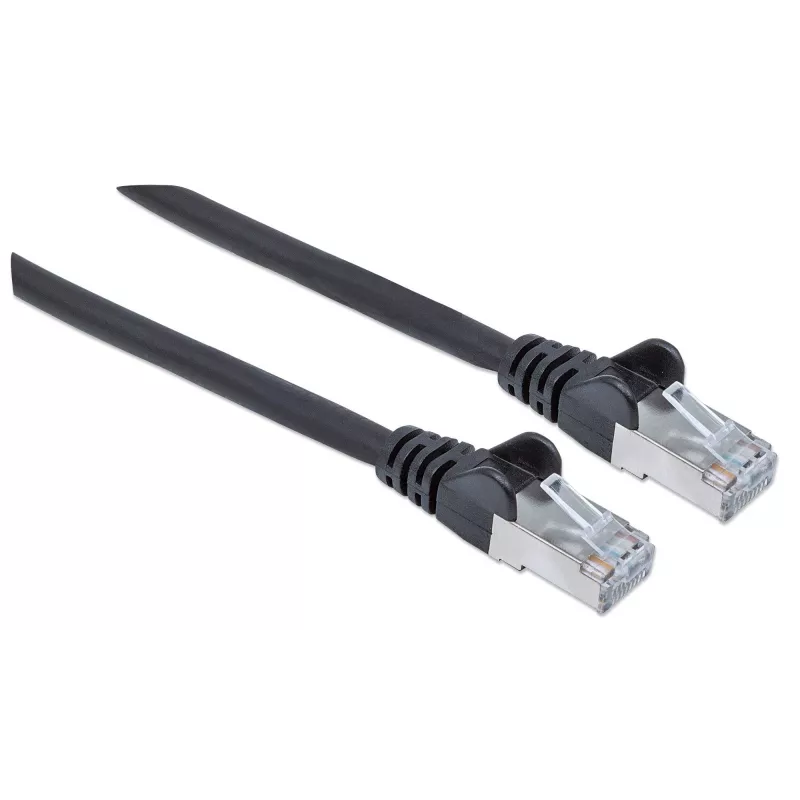 Intellinet tinklo komutacinis kabelis, Cat6A, 3 m, juodas, varis, S/FTP, LSOH / LSZH, PVC, RJ45, auksuoti kontaktai, bekliūvis, su apsauga, garantija visam eksploatavimo laikui
