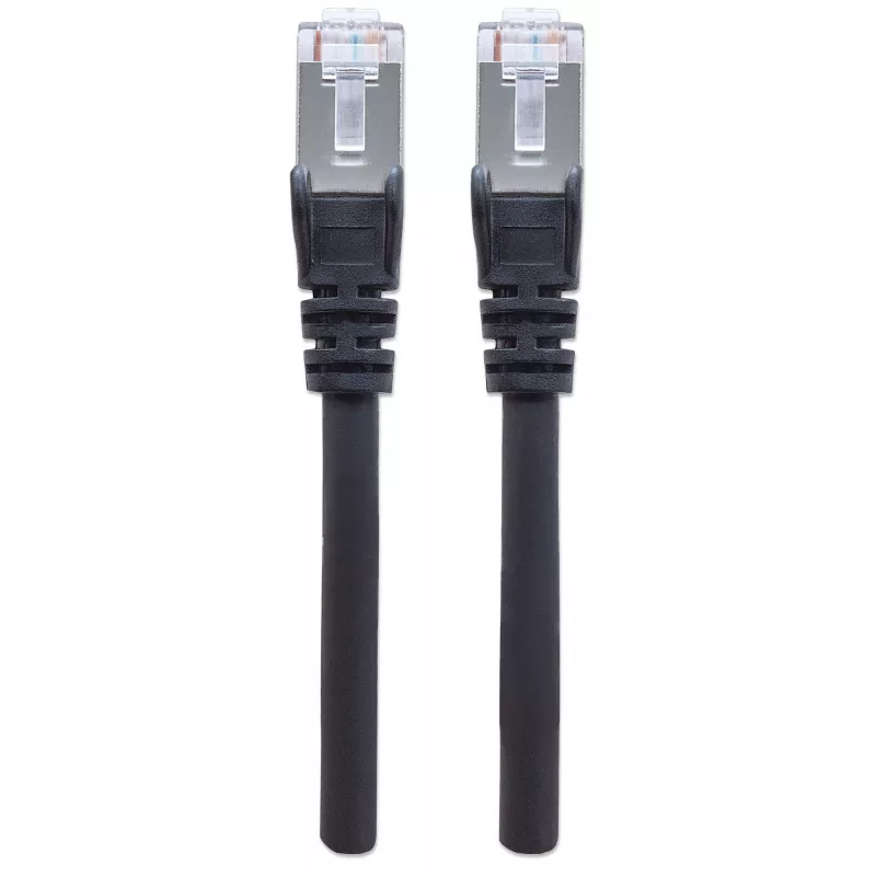 Intellinet tinklo komutacinis kabelis, Cat6A, 3 m, juodas, varis, S/FTP, LSOH / LSZH, PVC, RJ45, auksuoti kontaktai, bekliūvis, su apsauga, garantija visam eksploatavimo laikui