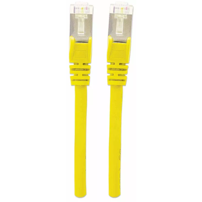 Intellinet tinklo kabelis, Cat7 kabelis/Cat6A jungtys, 10 m, geltonas, varis, S/FTP, LSOH / LSZH, PVC, RJ45, auksuoti kontaktai, neužkabinamas, su apsauginiu gaubteliu, garantija visam naudojimo laikotarpiui