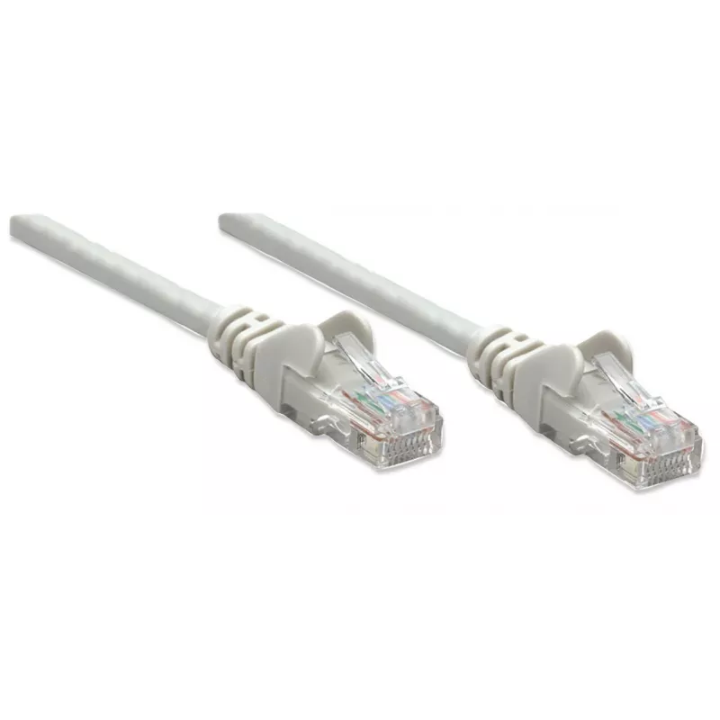 Intellinet Network komutacinis kabelis, Cat5e, 0.5m, Pilka, CCA, U/UTP, PVC, RJ45, Auksuoti kontaktai, Bespalvis, Su apsauga, Garantija visam gyvenimui