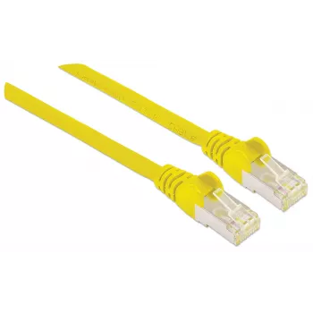 “Intellinet” tinklo komutacinis kabelis, Cat6A, 5 m, geltonas, varinis, S/FTP, LSOH / LSZH, PVC, RJ45, paauksuoti kontaktai, bekliūvis, su apsaugine įmova, garantija visam laikui