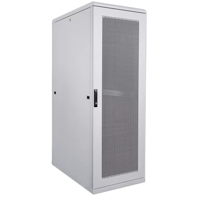Intellinet 19 colių serverių spinta - laisvai stovinti, 42U, 600x1000 mm (plotis x gylis), pilka, surinkta, maks. 1500 kg, daugiataškis durų užraktas, po vieną užraktą kiekvienai šoninei panelei, naudojamas gylis nuo 123 iki 773 mm, IP20 klasė, stovas, plienas