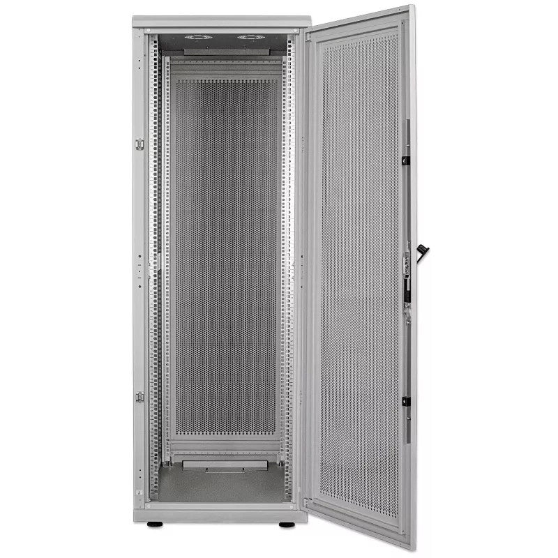 Intellinet 19 colių serverių spinta - laisvai stovinti, 42U, 600x1000 mm (plotis x gylis), pilka, surinkta, maks. 1500 kg, daugiataškis durų užraktas, po vieną užraktą kiekvienai šoninei panelei, naudojamas gylis nuo 123 iki 773 mm, IP20 klasė, stovas, plienas