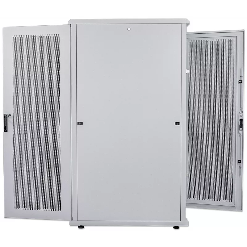 Intellinet 19 colių serverių spinta - laisvai stovinti, 42U, 600x1000 mm (plotis x gylis), pilka, surinkta, maks. 1500 kg, daugiataškis durų užraktas, po vieną užraktą kiekvienai šoninei panelei, naudojamas gylis nuo 123 iki 773 mm, IP20 klasė, stovas, plienas