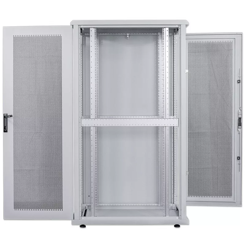 Intellinet 19 colių serverių spinta - laisvai stovinti, 42U, 600x1000 mm (plotis x gylis), pilka, surinkta, maks. 1500 kg, daugiataškis durų užraktas, po vieną užraktą kiekvienai šoninei panelei, naudojamas gylis nuo 123 iki 773 mm, IP20 klasė, stovas, plienas
