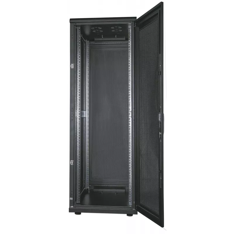 Intellinet 19 colių serverių spinta – laisvai pastatoma, 42U, 800x1000 mm (plotis x gylis), juoda, surinkta, maks. 1500 kg, kelių taškų durų spyna, po vieną spyną kiekvienam šoniniam skydeliui, naudojamas gylis 123–773 mm, IP20, stovas, plienas