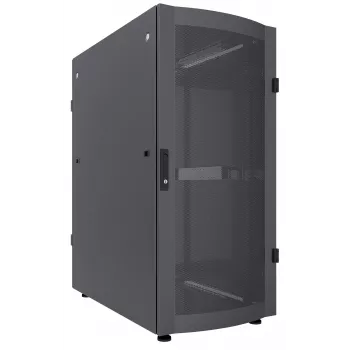 Intellinet 19 colių serverių spinta – laisvai pastatoma, 36U, 600x1200 mm (plotis x gylis), juoda, plokščia pakuotė, maks. 1500 kg, kelių taškų durų užraktas, po vieną užraktą šoninėms plokštėms, naudojamas gylis 123–973 mm, IP20 klasė, stovas, plienas