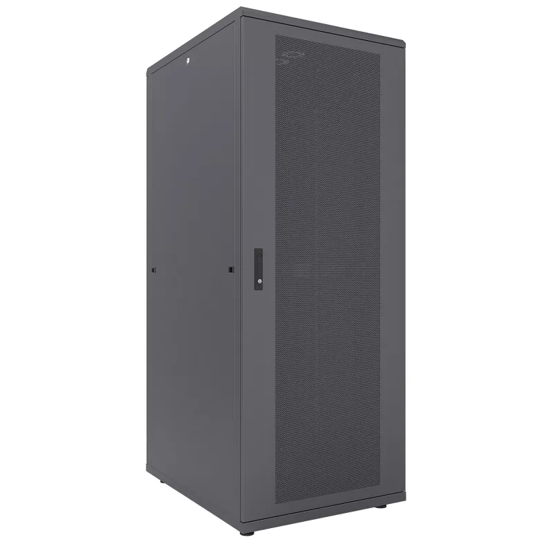 “Intellinet” 19 colių serverių spinta - laisvai pastatoma, 47U, 800x1200 mm (plotis x gylis), juoda, išardyta, maks. 1500 kg, kelių taškų durų užraktas, po vieną užraktą šoninėms plokštėms, reguliuojamas gylis 123–973 mm, IP20, stovas, plienas