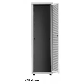 Intellinet 19 colių tinklo spinta - laisvai pastatoma (Basic), 42U, 600x1000mm (plotis x gylis), pilka, plokščia pakuotė, maks. 600 kg, vieno taško durų užraktas, po vieną užraktą šoninėms plokštėms, naudojamas gylis 123–773 mm, stovas, IP20 klasė, plienas