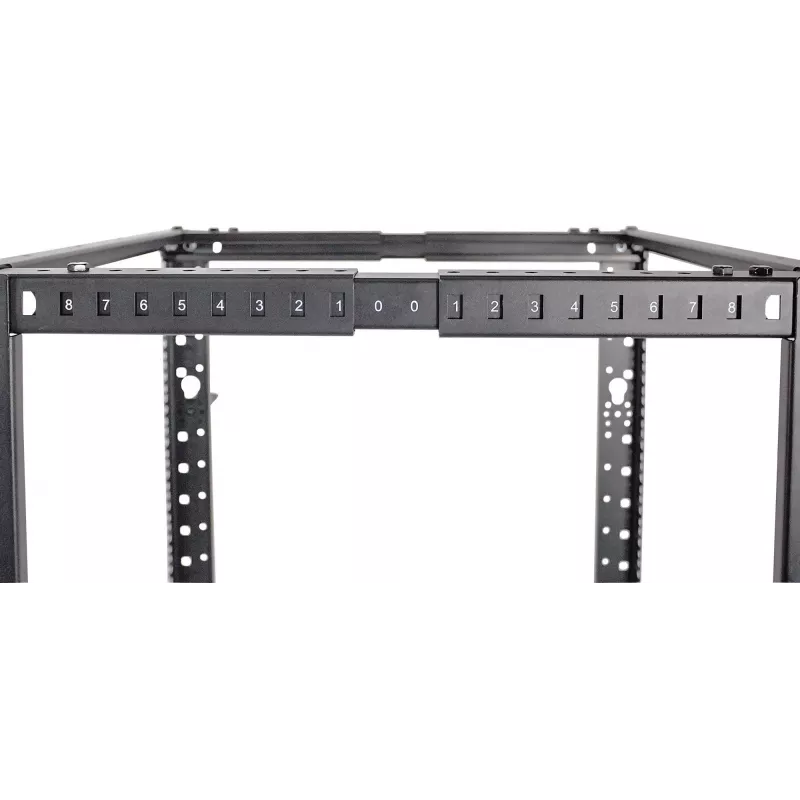 “Intellinet” 19 inch tinklo stovas – atviras rėmas (4 stulpų), 26U, juodas, plokščia pakuotė, maks. 360 kg