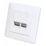 Intellinet 2-Port Cat6a 10G Shielded RJ45 Wall Plate Flush Mount with Faceplate, STP, Signal Balta RAL9003