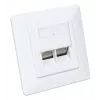 Intellinet 2-Port Cat6a 10G Shielded RJ45 Wall Plate Flush Mount with Faceplate, STP, Signal Balta RAL9003