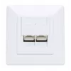 Intellinet 2-Port Cat6a 10G Shielded RJ45 Wall Plate Flush Mount with Faceplate, STP, Signal Balta RAL9003