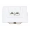 Intellinet 2-Port Cat6a 10G Shielded RJ45 Wall Plate Flush Mount with Faceplate, STP, Signal Balta RAL9003