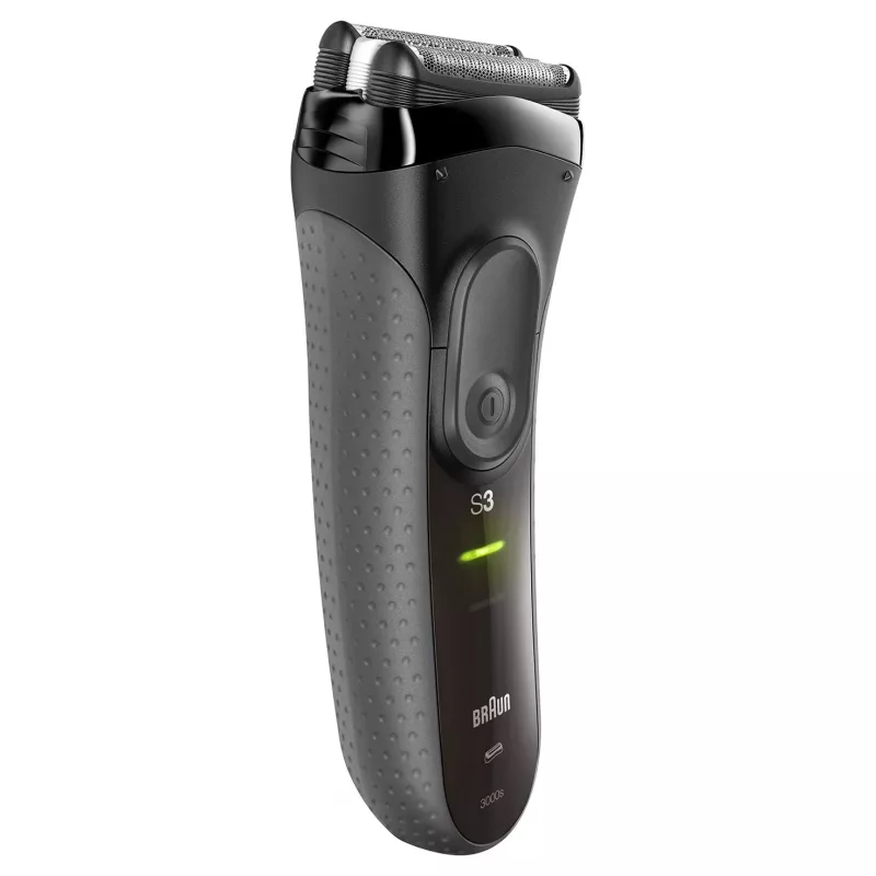 Braun Series 3 Series 3000 Skutimosi mašinėlė, Folijinė skutimosi mašinėlė, Juoda, 2 SensoFoil, LED, Maitinimas, AC/Baterija