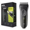 Braun Series 3 Series 3000 Skutimosi mašinėlė, Folijinė skutimosi mašinėlė, Juoda, 2 SensoFoil, LED, Maitinimas, AC/Baterija