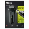 Braun Series 3 Series 3000 Skutimosi mašinėlė, Folijinė skutimosi mašinėlė, Juoda, 2 SensoFoil, LED, Maitinimas, AC/Baterija