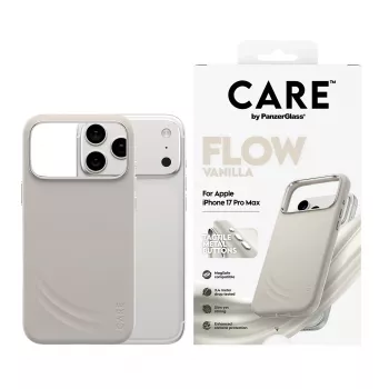 Užvalkalas „PanzerGlass CARE by® Feature FLOW“, vanilės spalvos, su „MagSafe“, skirtas „iPhone 17 Pro Max“