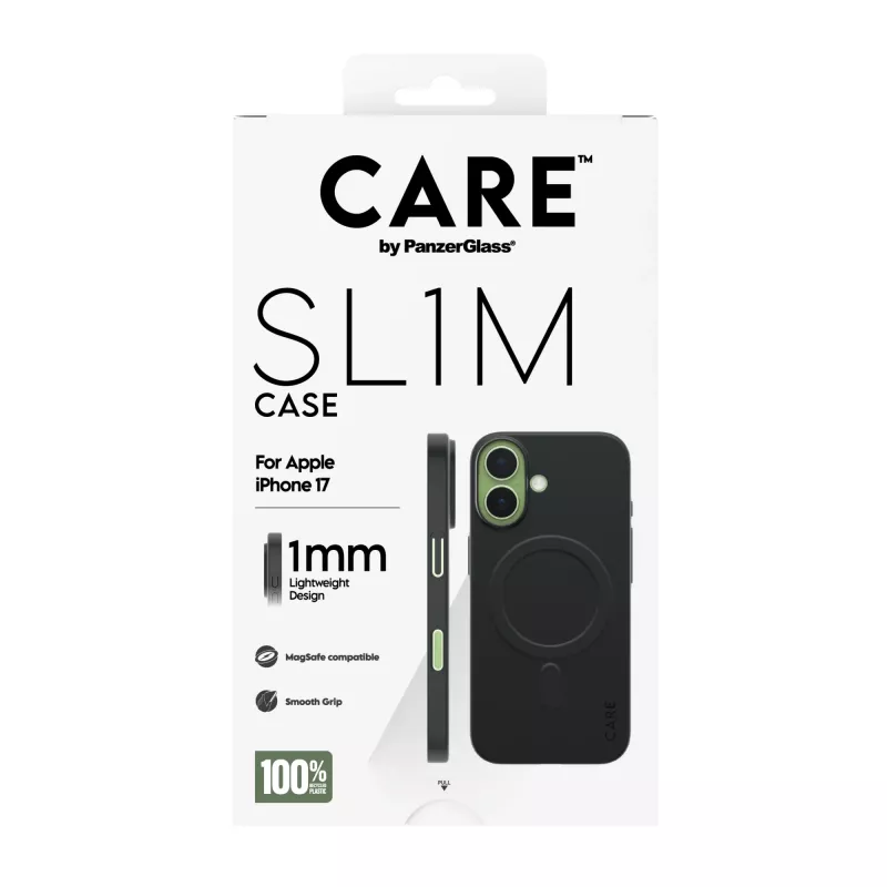 Apsauginis dėklas PanzerGlass SL1M su MagSafe, skirtas iPhone 17, juodas