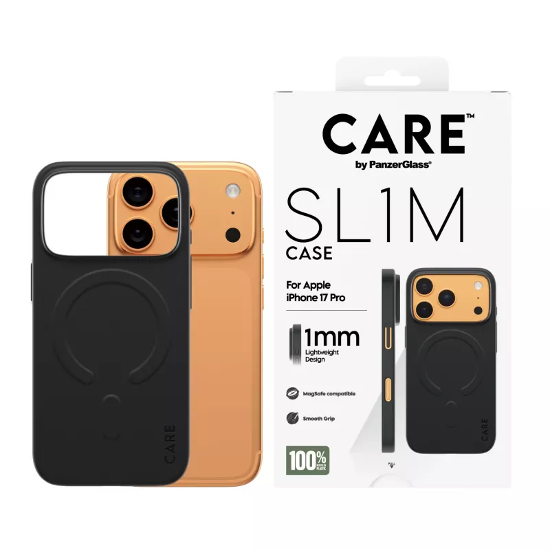 Apsauginis telefono dėklas PanzerGlass CARE™ SL1M su MagSafe, skirtas iPhone 17 Pro — juodas