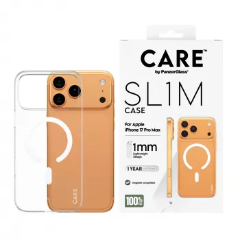 Apsauginis dėklas PanzerGlass CARE™ SL1M Case permatomas su MagSafe, skirtas iPhone 17 Pro Max