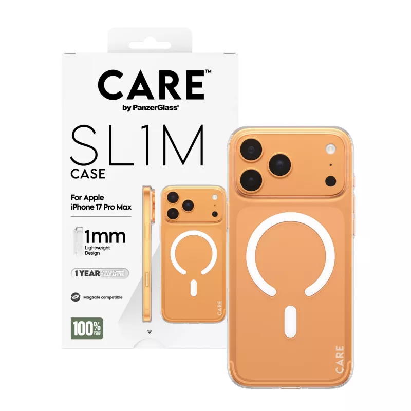 Apsauginis dėklas PanzerGlass CARE™ SL1M Case permatomas su MagSafe, skirtas iPhone 17 Pro Max