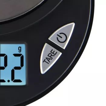 Elektroninės virtuvinės svarstyklės Xavax Jewel Juoda Oval – maks. 0,5 kg, tikslumas 0,1 g, CR2032 baterija, 130×100×15 mm