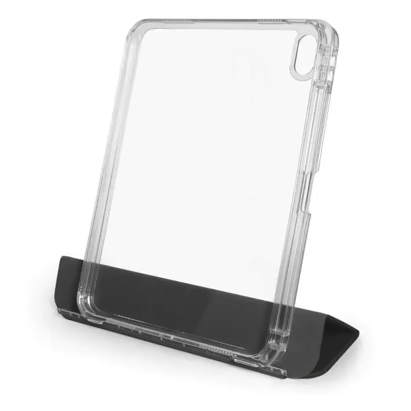 Flip dėklas Port Designs Noumea II Slimclear Eco, skirtas iPad Air 11 col. (27,9 cm) — PET, 3 stovėjimo režimai, juodas / permatomas