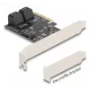 Vidinė SATA adapterio kortelė DELOCK 90890 — PCIe į 5× SATA (JMicron JMB585), žemo profilio, juoda