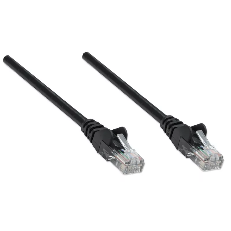 Intellinet tinklo komutacinis kabelis, Cat6A, 0,25 m, juodas, varis, S/FTP, LSOH / LSZH, PVC, RJ45, auksuoti kontaktai, nesikabinantis, su apsauginiu gaubteliu, garantija visam eksploatavimo laikui
