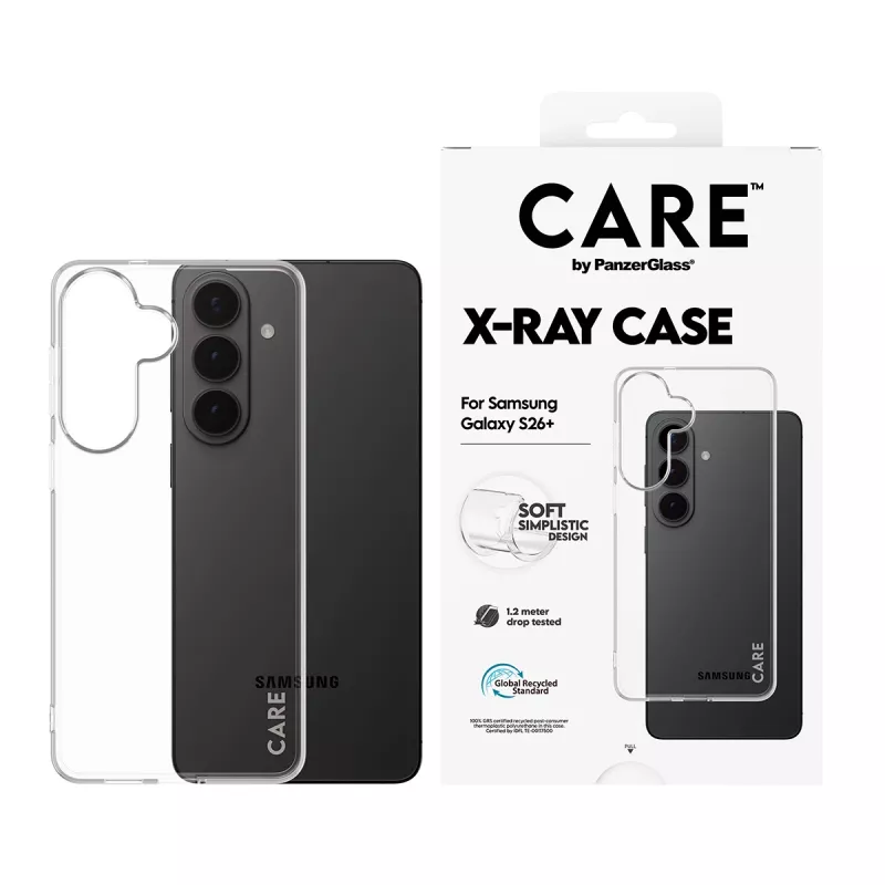 Apsauginis PanzerGlass CARE X-Ray dėklas Samsung Galaxy S26+ (CR41489) — skaidrus apsauginis telefono dėklas