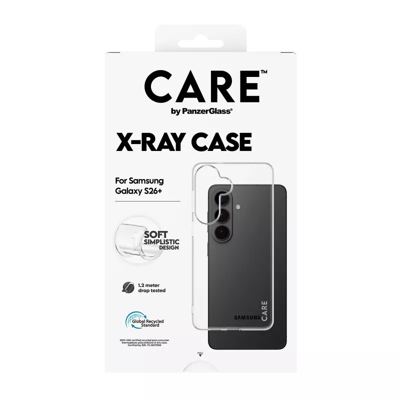 Apsauginis PanzerGlass CARE X-Ray dėklas Samsung Galaxy S26+ (CR41489) — skaidrus apsauginis telefono dėklas