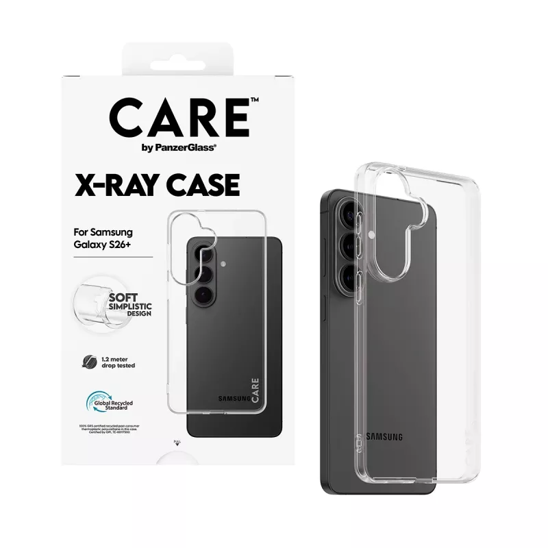 Apsauginis PanzerGlass CARE X-Ray dėklas Samsung Galaxy S26+ (CR41489) — skaidrus apsauginis telefono dėklas