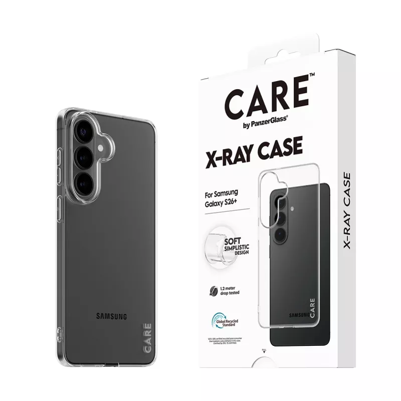 Apsauginis PanzerGlass CARE X-Ray dėklas Samsung Galaxy S26+ (CR41489) — skaidrus apsauginis telefono dėklas