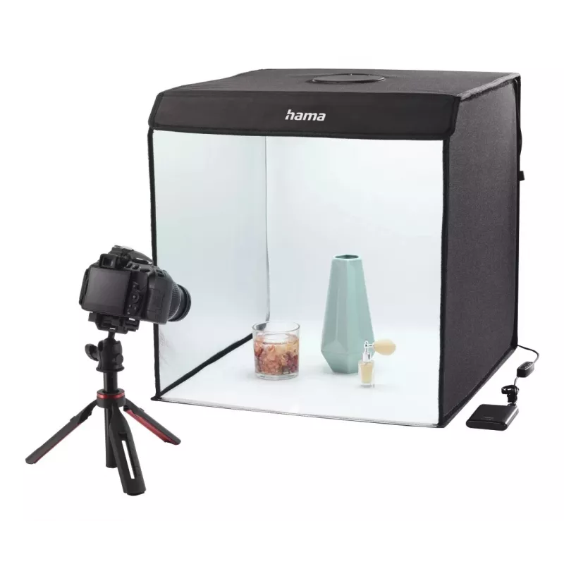 Mini foto studija HAMA sulankstoma dėžė su LED žiedine lempa 50×50 cm, modelis 00004664