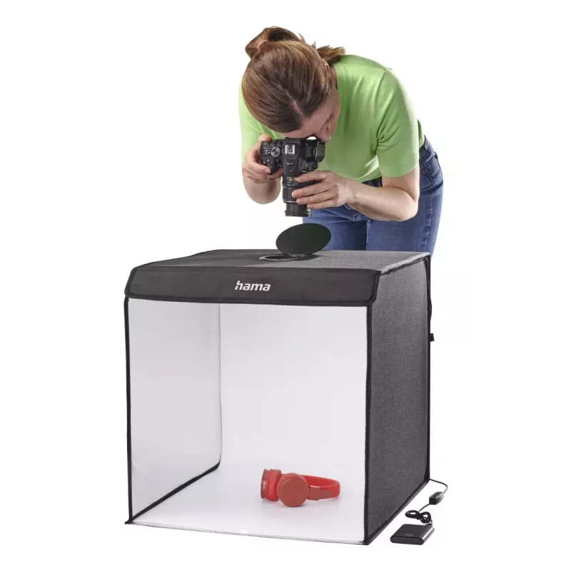Mini foto studija HAMA sulankstoma dėžė su LED žiedine lempa 50×50 cm, modelis 00004664