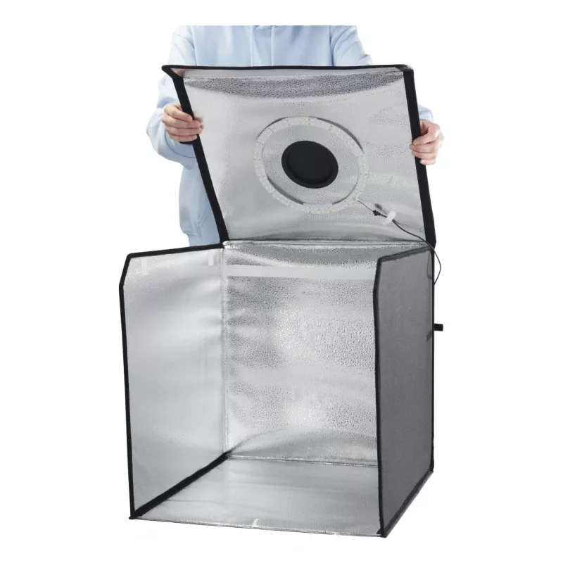 Mini foto studija HAMA sulankstoma dėžė su LED žiedine lempa 50×50 cm, modelis 00004664