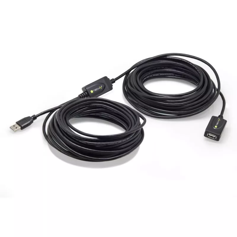 Techly IUSB-REP220TY3 USB laidas USB 2.0 20 m USB A Juoda
