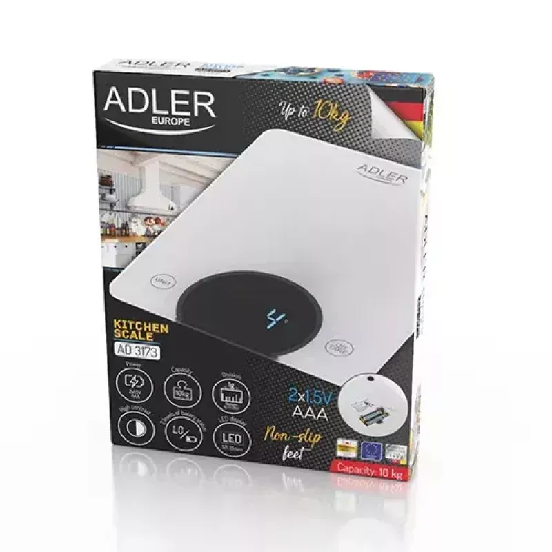 Elektroninės virtuvinės svarstyklės Adler AD 3173W