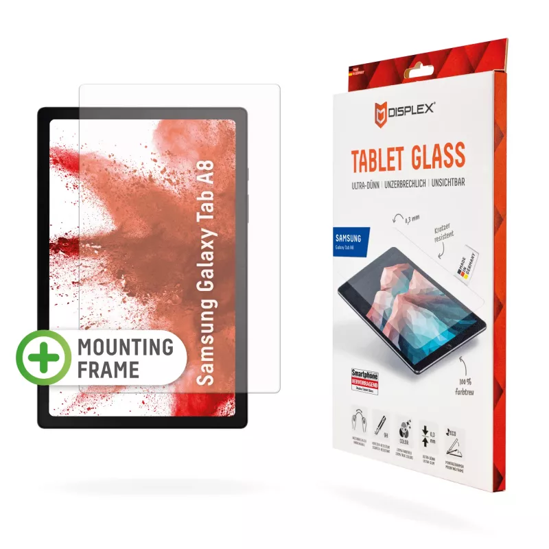 Displex Tablet Glass (9H) for Samsung Galaxy Tab A8, Eco Mounting Frame, nedūžtantis, itin plonas, nematomas