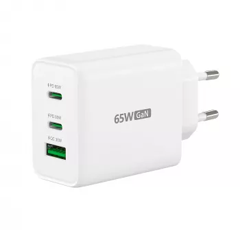 j5create JUP3365E-EN 65W GaN USB-C® 3 prievadų įkroviklis, vidaus, kintamoji srovė, baltas