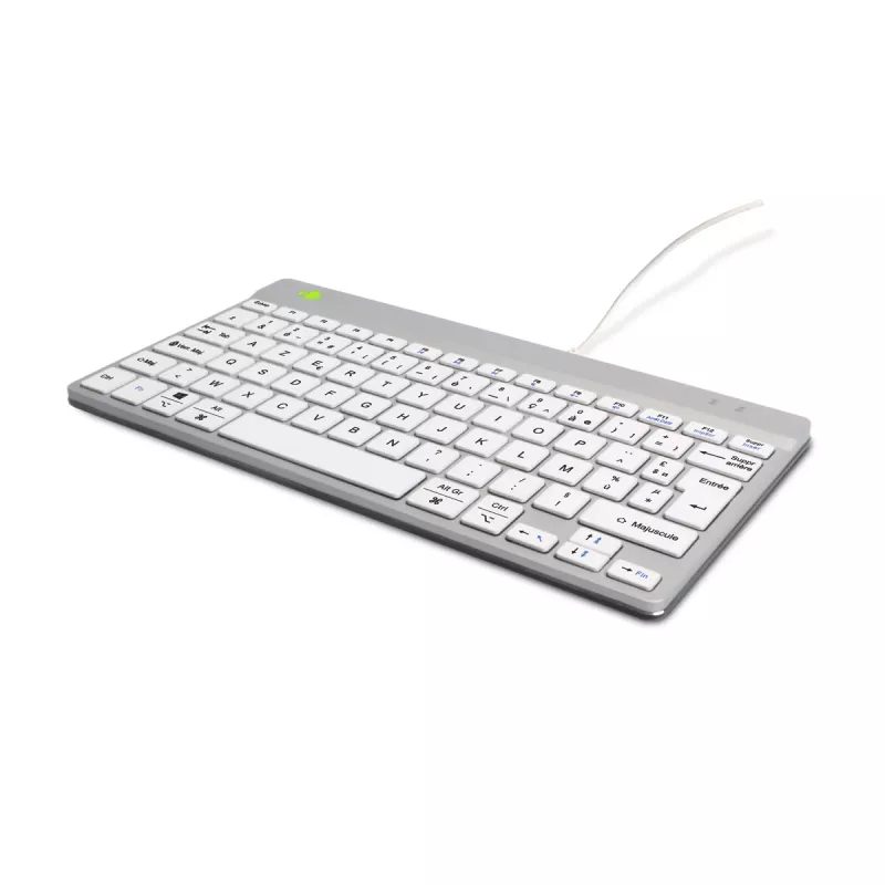 R-Go Tools ergonominė klaviatūra R-Go Compact Break, kompaktiška klaviatūra su pertraukų programine įranga, AZERTY (FR), laidinė, balta