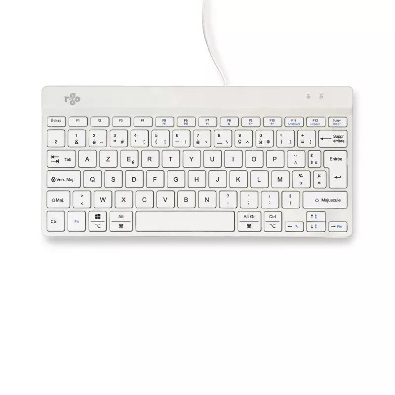R-Go Tools ergonominė klaviatūra R-Go Compact Break, kompaktiška klaviatūra su pertraukų programine įranga, AZERTY (FR), laidinė, balta