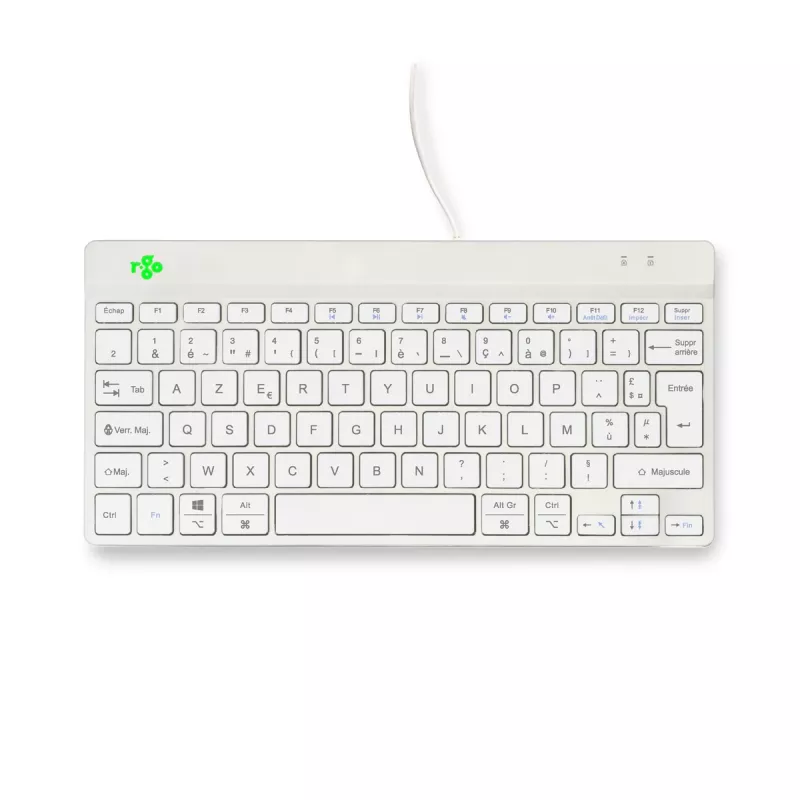 R-Go Tools ergonominė klaviatūra R-Go Compact Break, kompaktiška klaviatūra su pertraukų programine įranga, AZERTY (FR), laidinė, balta
