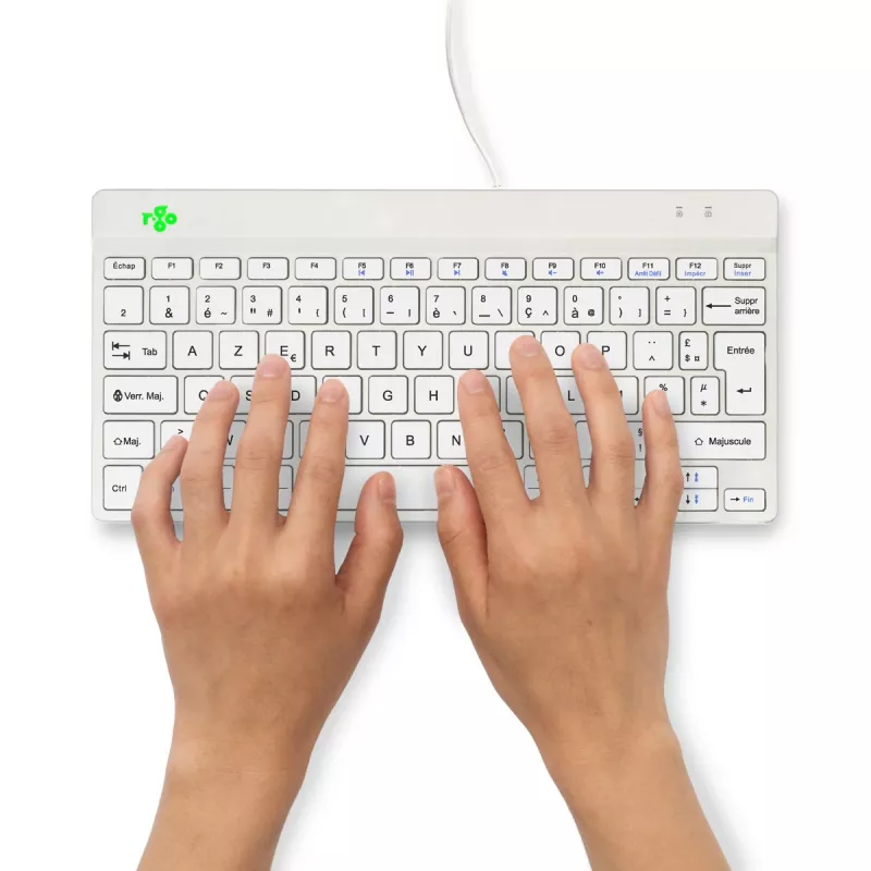 R-Go Tools ergonominė klaviatūra R-Go Compact Break, kompaktiška klaviatūra su pertraukų programine įranga, AZERTY (FR), laidinė, balta