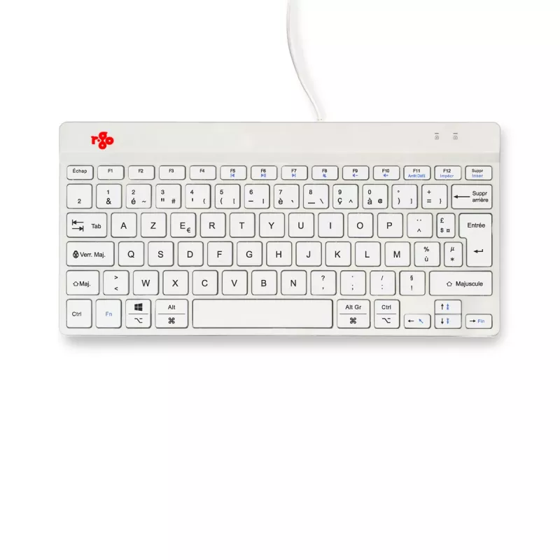 R-Go Tools ergonominė klaviatūra R-Go Compact Break, kompaktiška klaviatūra su pertraukų programine įranga, AZERTY (FR), laidinė, balta