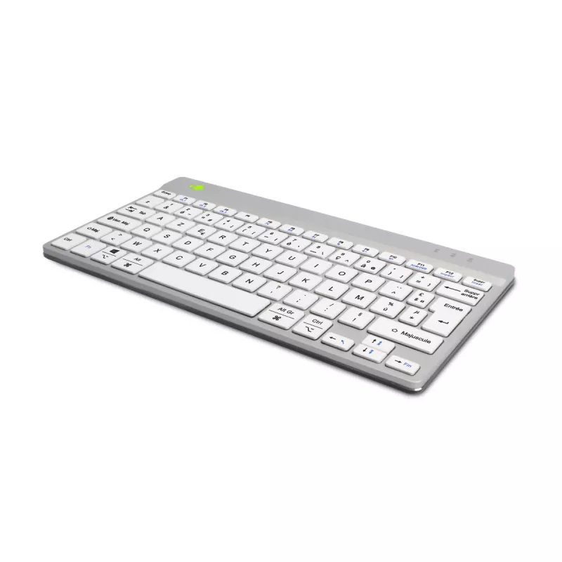 R-Go Tools Ergonominė klaviatūra R-Go Compact Break, kompaktiška klaviatūra su pertraukų programine įranga, AZERTY (FR), Bluetooth, balta